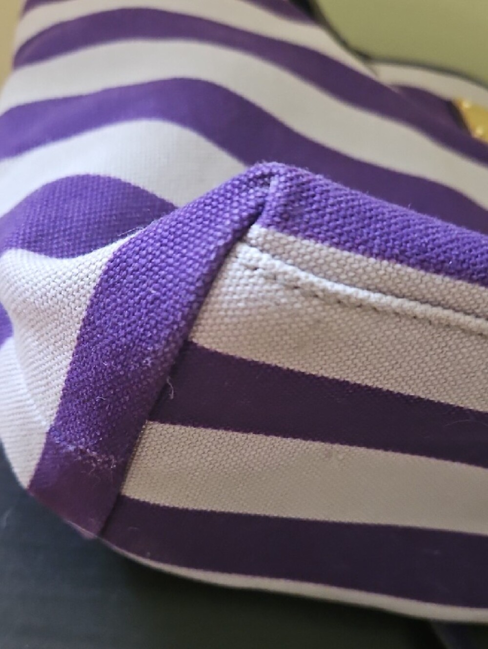 Michael Kors Striped Purple and Cream Tote with Gold-Tone Plaque - Picture 12 of 15